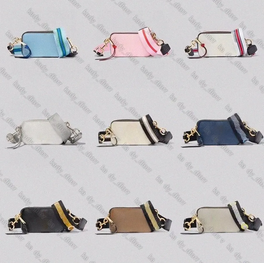 Marc Snapshot çanta kamera çantaları tasarımcı moda çantası ladie çanta marcjocob küçük crossbody cüzdan kadınlar lüks omuz cüzdanlar elçi pembe beyaz anlık görüntü kayışları