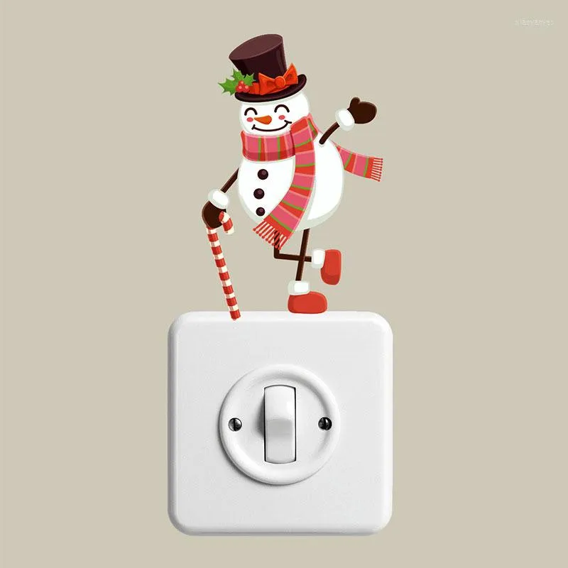 Christmas Decorations Wall Switch Removable Stickers Cartoon Santa Elk Snowman Creative Home Decoration Ornaments Year 2022 Navidad