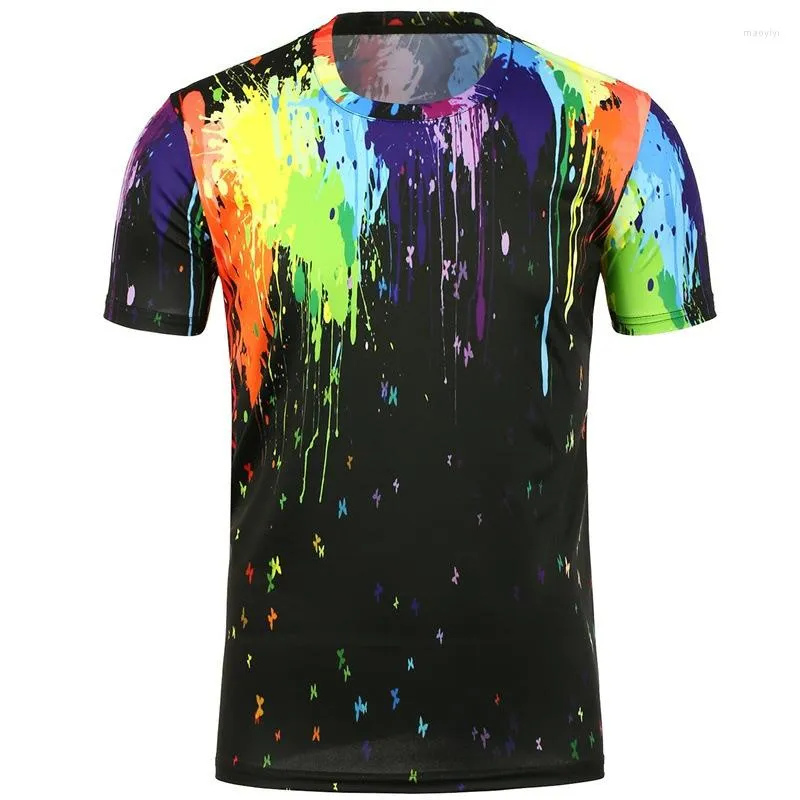 Camisetas de camisetas masculinas Moda de moda usa camiseta curta Man 3D Splashing Ink Printing Shirt Men