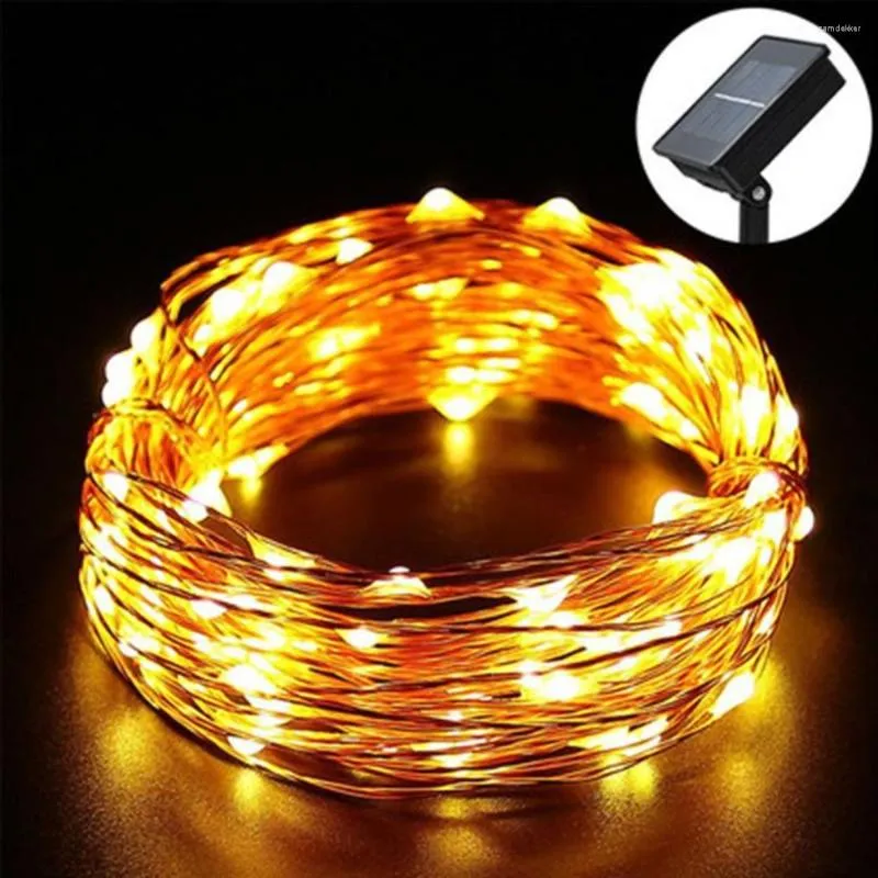 Saiten 100 LED Copper Draht Solar Fairy String Lichter wasserdicht im Freien Garten Hochzeitsfeiertagendekoration Dekoration