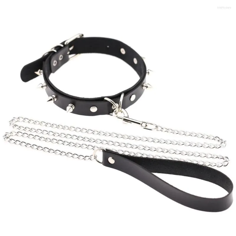 Choker Womens Man Sexy Harajuku Bondage Collana Rivetto Alternativa Metal Slave PU Leather Sex Jewelry