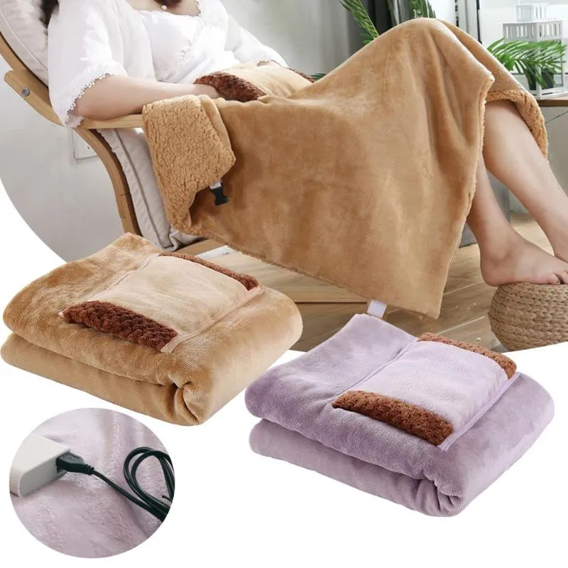 Couvertures USB couverture électrique main genou pieds tour jambes plus chaud doux chauffage châle chauffe tapis hiver chauffé 80x60cm