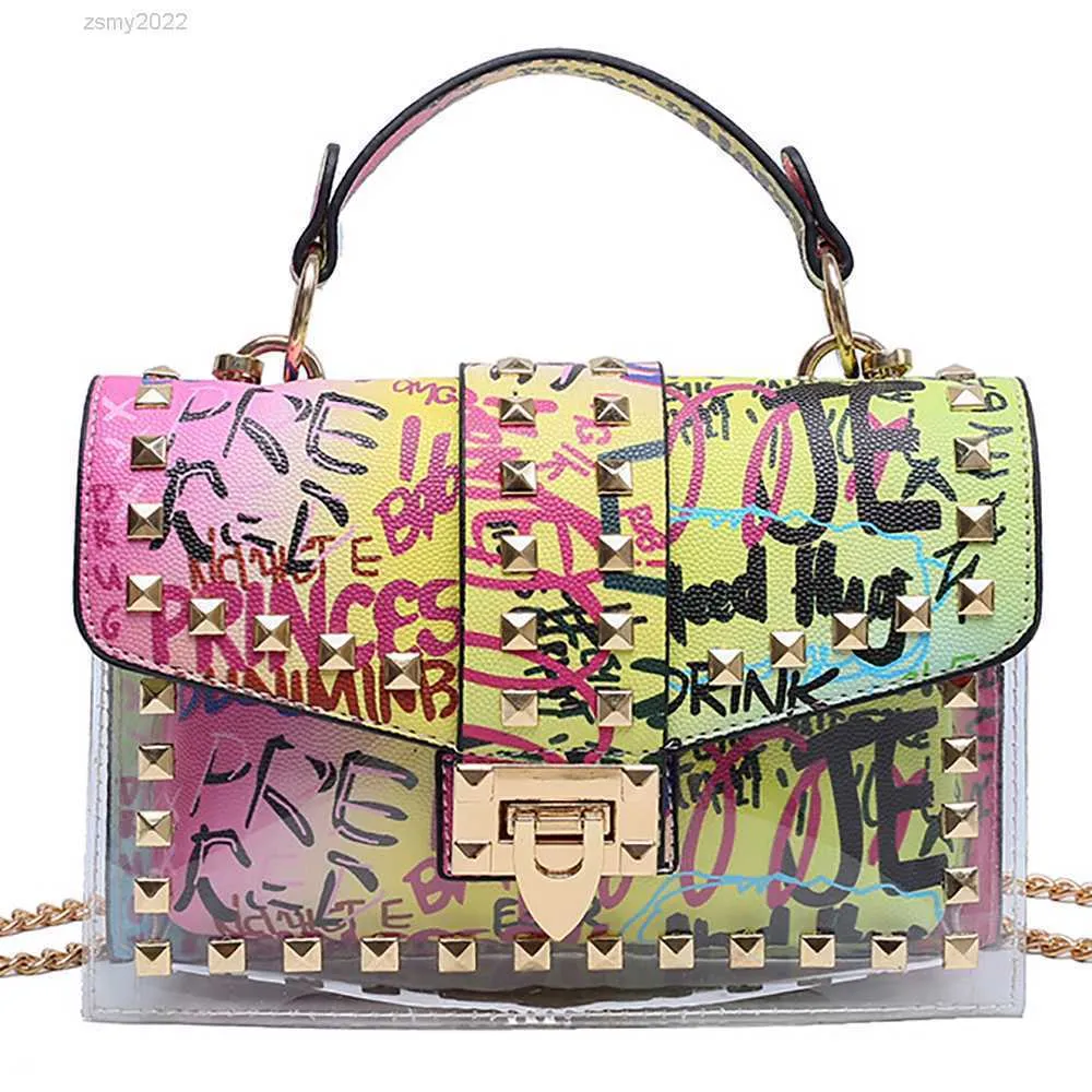 Merk Vrouwen Bezaaid Graffiti Crossbody Tassen Mode Schoudertas Voor Dames Vrouwelijke Luxe Designer Handtassen 2021 Hoge Kwaliteit