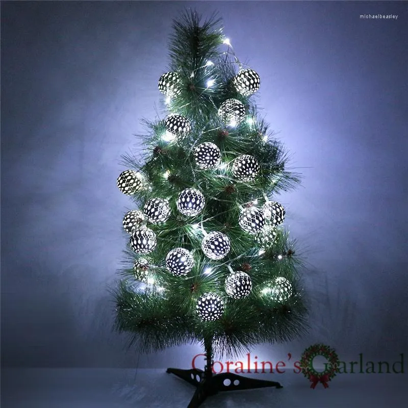 Str￤ngar 3.3m 20 Metal Ball Battery Operated Lights Led Fairy String f￶r br￶llopsfest Jul Easter Holiday Garland Decoratio