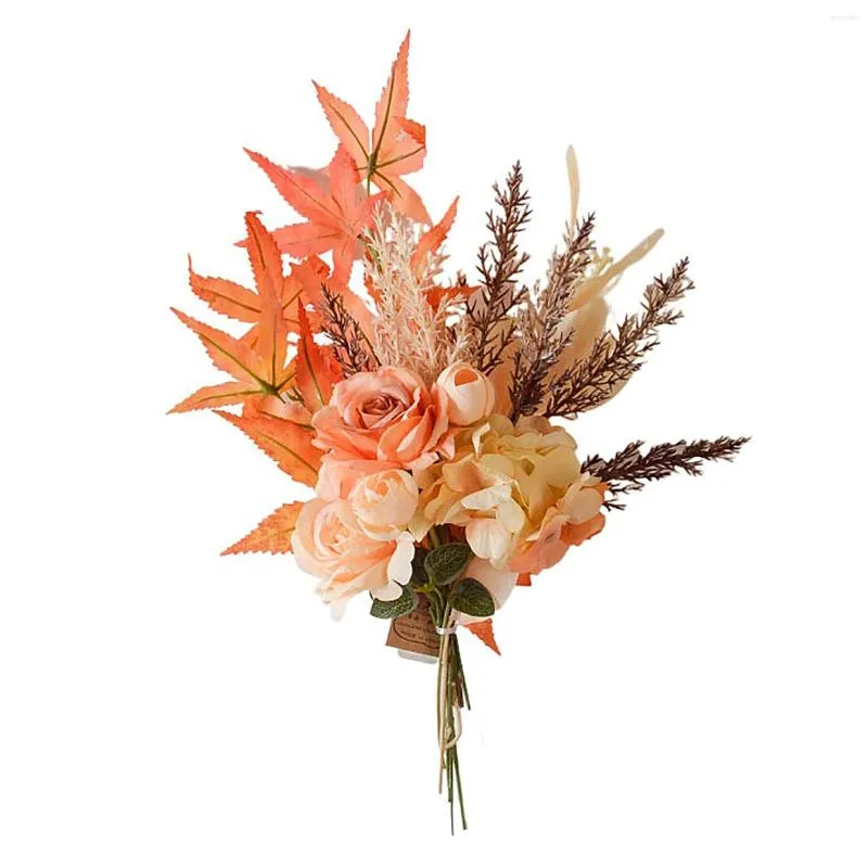 Decorative Flowers Artificial Bouquet Bridal Autumn Colors Bridesmaid Holding Beautiful Leaf 36 18 For Home Decor Scrapbook