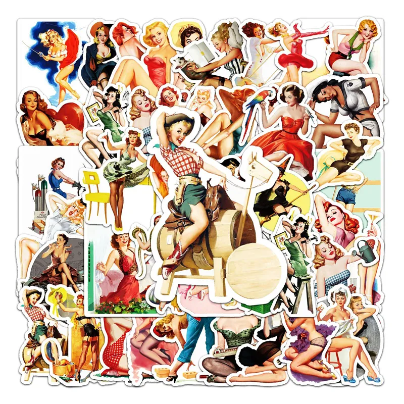 13 Hot Pinup Girls Vinyl Sticker Pack - Set Of 4 Sheets, Customizable Decals