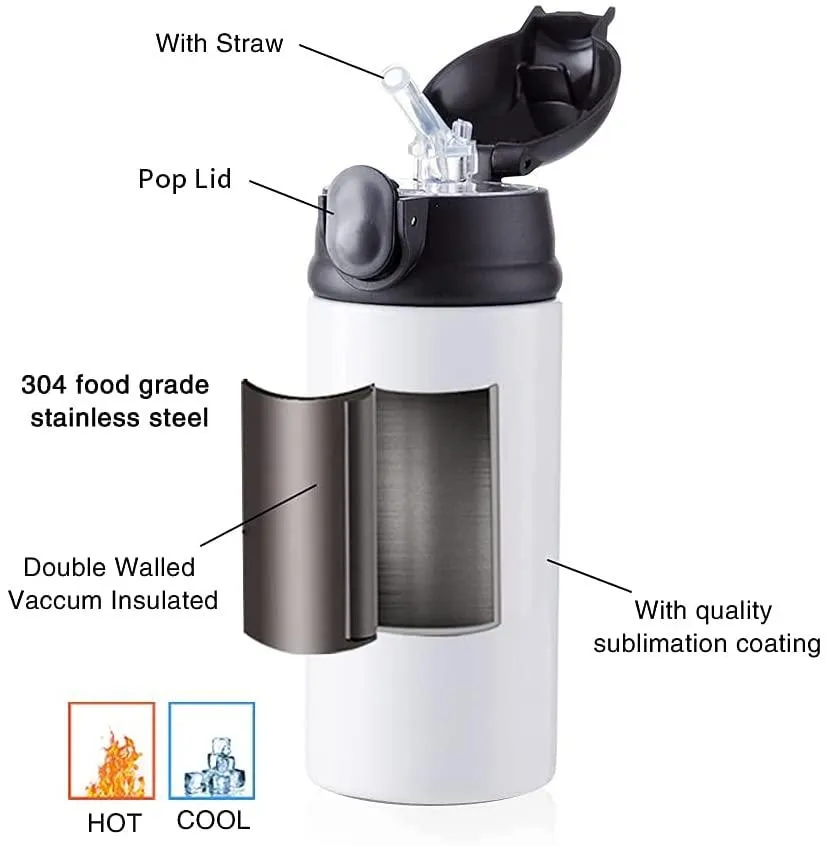 Set 8 Gobelets Sublimation 20oz Blanc Droit - Kit Complet Avec Couvercle Et Paille