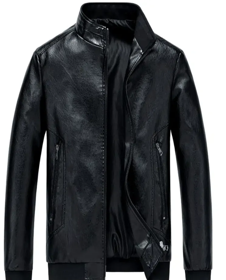Jaqueta de couro sólida de zíper masculina / pagamentos seguros de segurança
