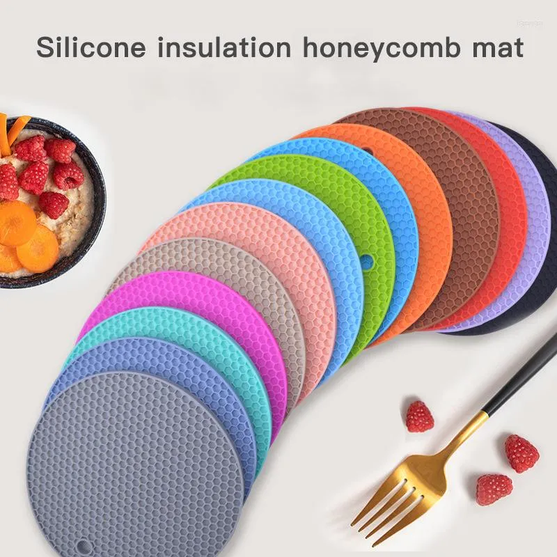 Table Mats 1 Pcs Silicone Mat Honeycomb Trivet Pot Cup Holders Oven Pads Kitchen Non-Slip Durable Rubber