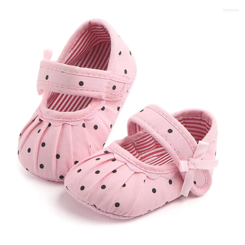 Primeros caminantes 0-18M Zapatos de bebé nacidos Punto antideslizante Cuna Prewalker Suela suave Niña Princesa