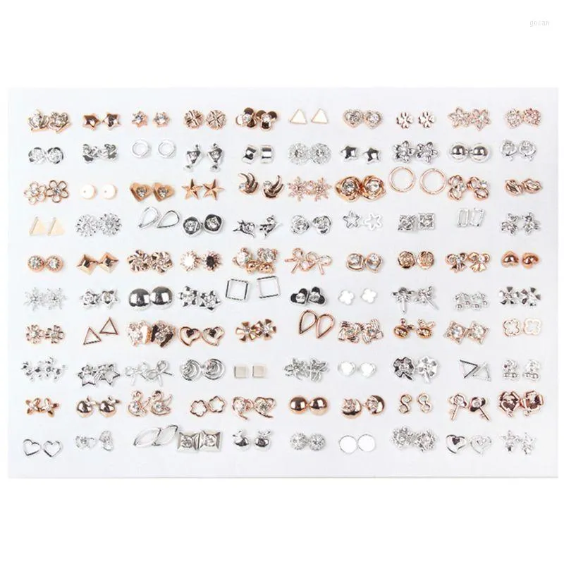 Boucles d'oreilles à tige 100 paires Styles assortis Mini lot hypoallergénique en plastique pour enfants F3MD