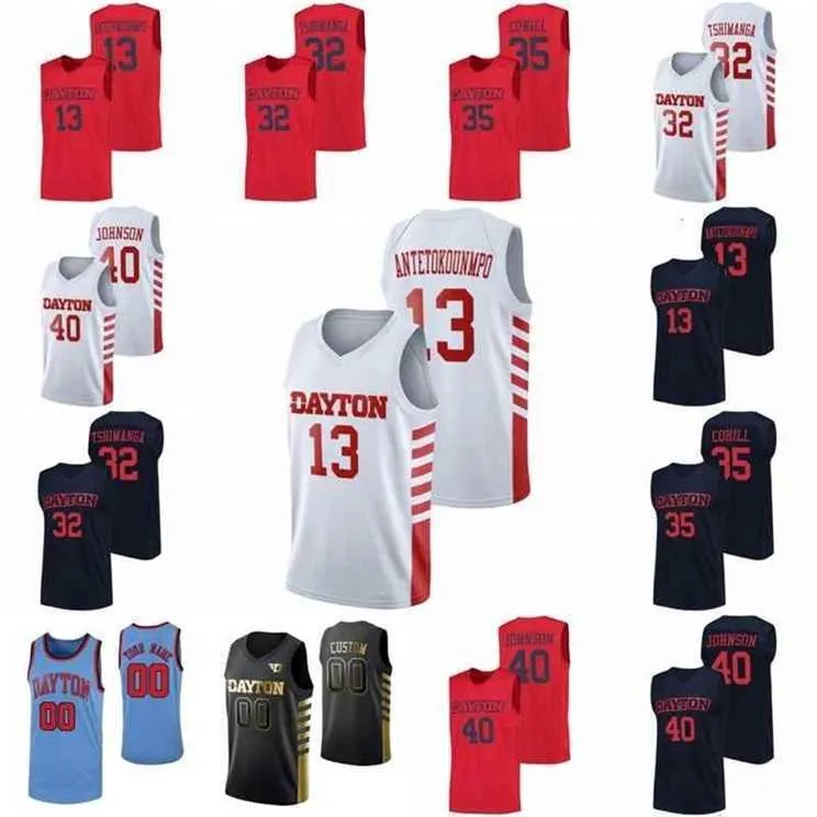 GLA THR DAYTON FLYERS BASKABALL JERSEY KOSTAS ANTETOKOUNMPO 1 Obi Toppin 3 Trey Landers 2 Ibi Watson 40 Johnson 0 Rodney Chatman NCAA Custom Jersey