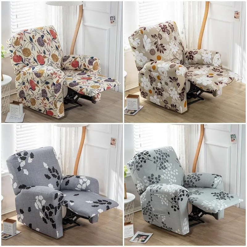 Stuhlhussen 4 Stück in 1 Split Recliner Sofabezug Stretch Blumendruck Spandex Lazy Boy Sessel Schonbezüge Couch für Wohnzimmer