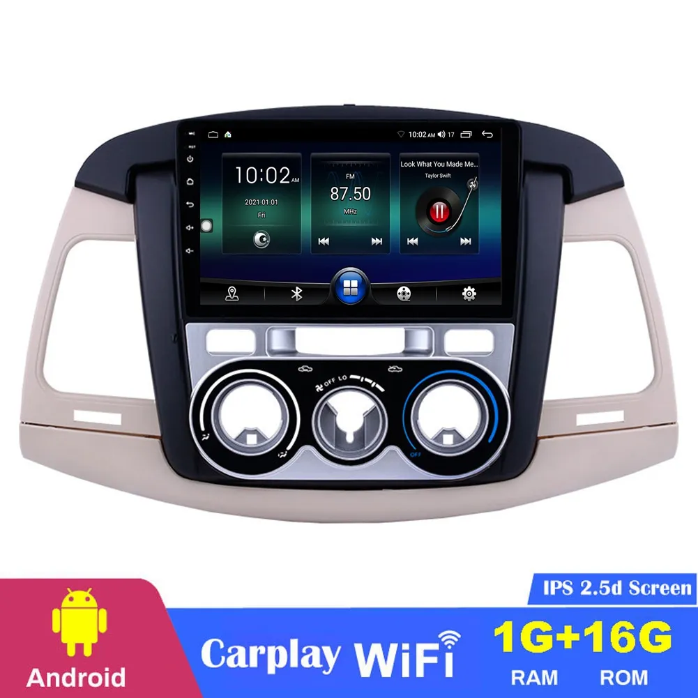 Lecteur dvd de voiture Android 9 pouces écran tactile pour Toyota Innova 2007-2011 A/C manuel avec USB WIFI multimédia