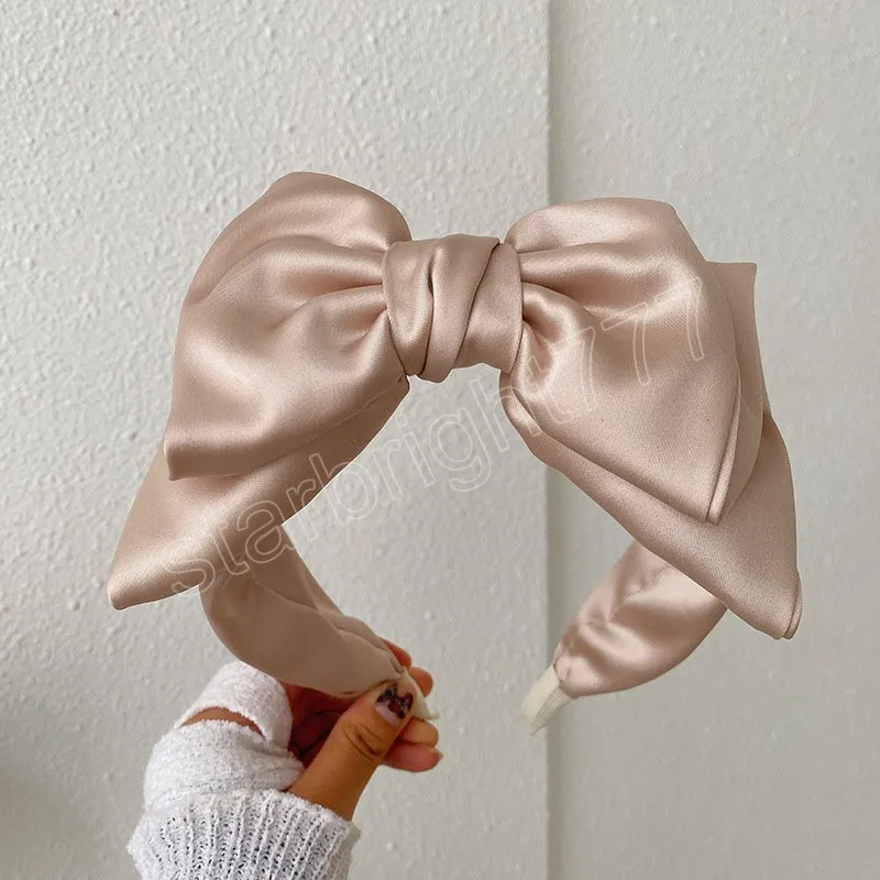 Женщины девочки шелк Silk Satin Big Bow Hairполанка