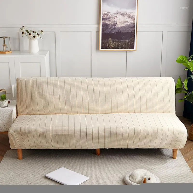 Stol t￤cker tjockt plysch futon t￤cker stretch arml￶s b￤ddsoffa s￤ng slipcover mjuk soffa elastisk botten funktion