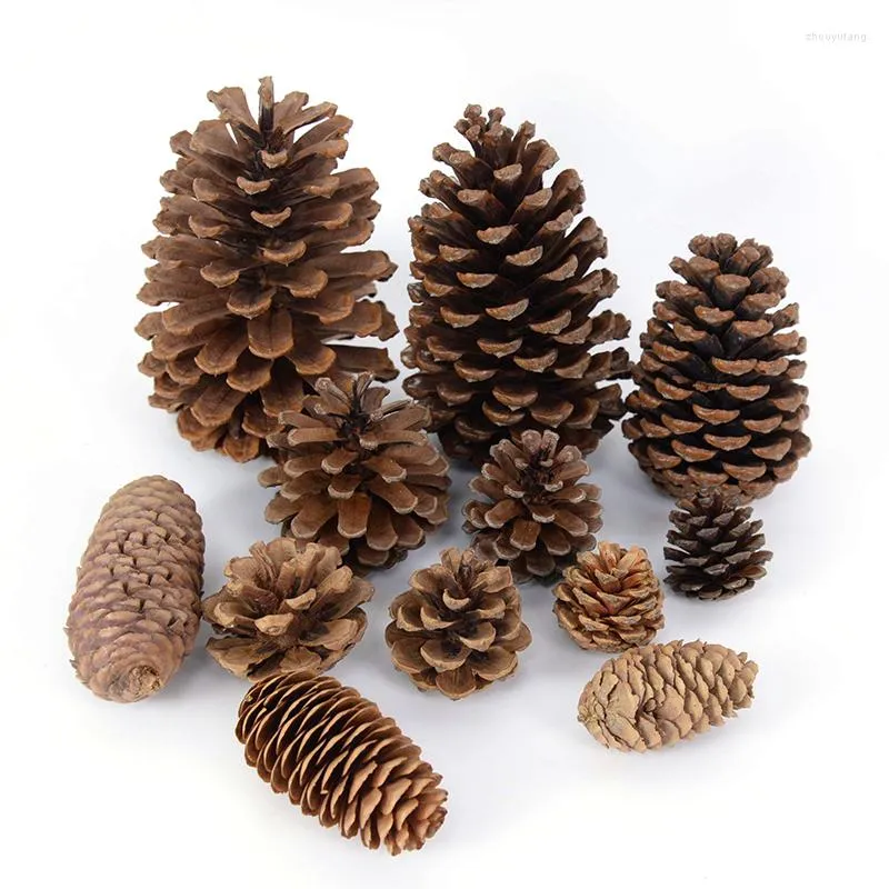 Decorative Flowers Christmas Natural Pine Cone Nuts Fake Plant Artificial Flower Pineapple Cones For Xmas Year Home Decor DIY Wreath Craft