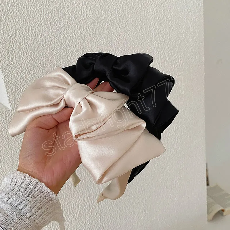 Женщины девочки шелк Silk Satin Big Bow Hairполанка