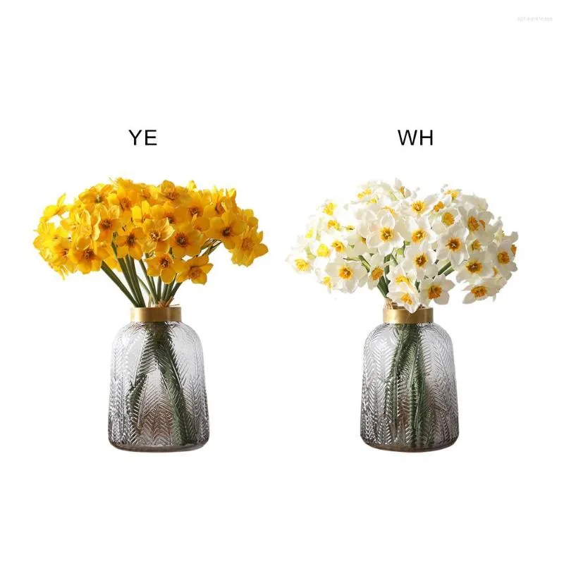 Decorative Flowers Living Room Wreath Wedding Artificial Plant Narcissus Daffodil Fake Home Decoration