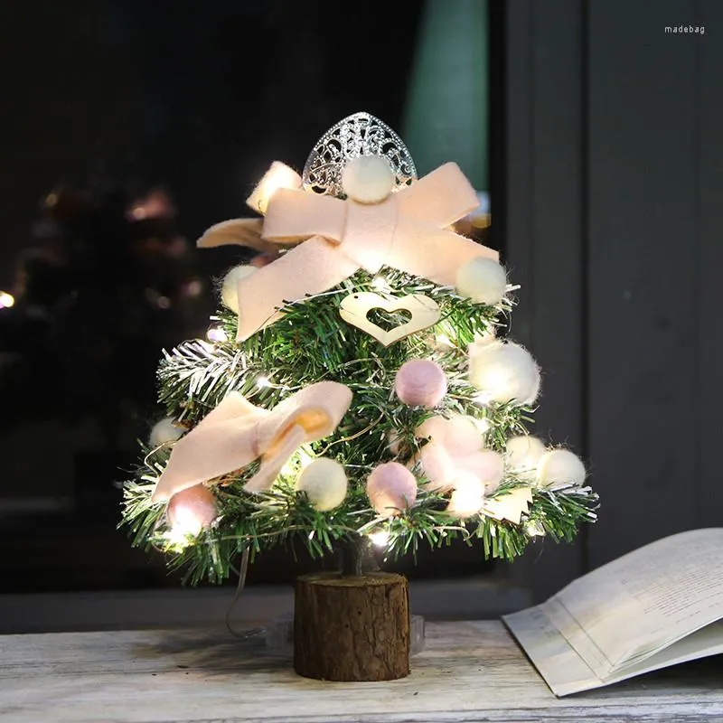Weihnachtsdekorationen, Mini-Baumdekoration, kleines DIY-LED-Licht, platziert in den Desktop-Festival-Hausornamenten