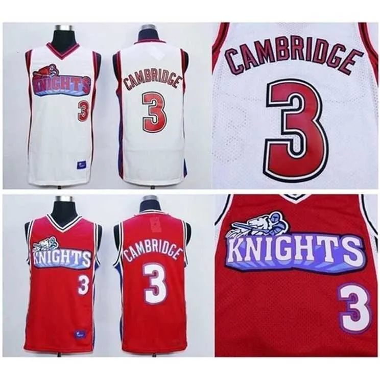 GLA A3740 Cambridge Jersey #3 как Mike Knights Movie Basketball Jerseys White Red Stiched Number Number Jersey