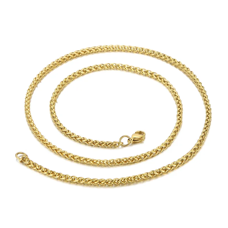 5-stcs/kavel in bulk roestvrijstalen bloemmand ketting geweven sleutelbeen ketting ketting voor vrouwen mannen mode eenvoudige sieraden 3 mm 18-24inch