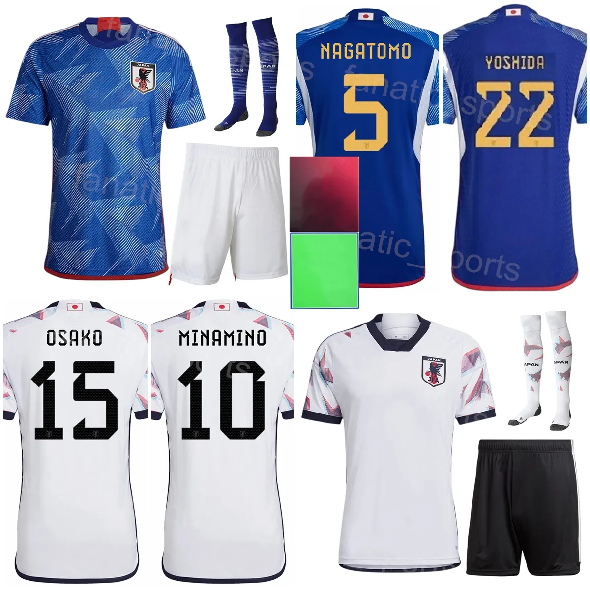 Homem Crianças Futebol Japão 10 Shinji Kagawa Jerseys 2022 Copa do Mundo 9 Takuma Nishimura 18 Shinji Okazaki 2 Miki Yamane 11 Shuto Machino Camisa de Futebol Kits Seleção Nacional