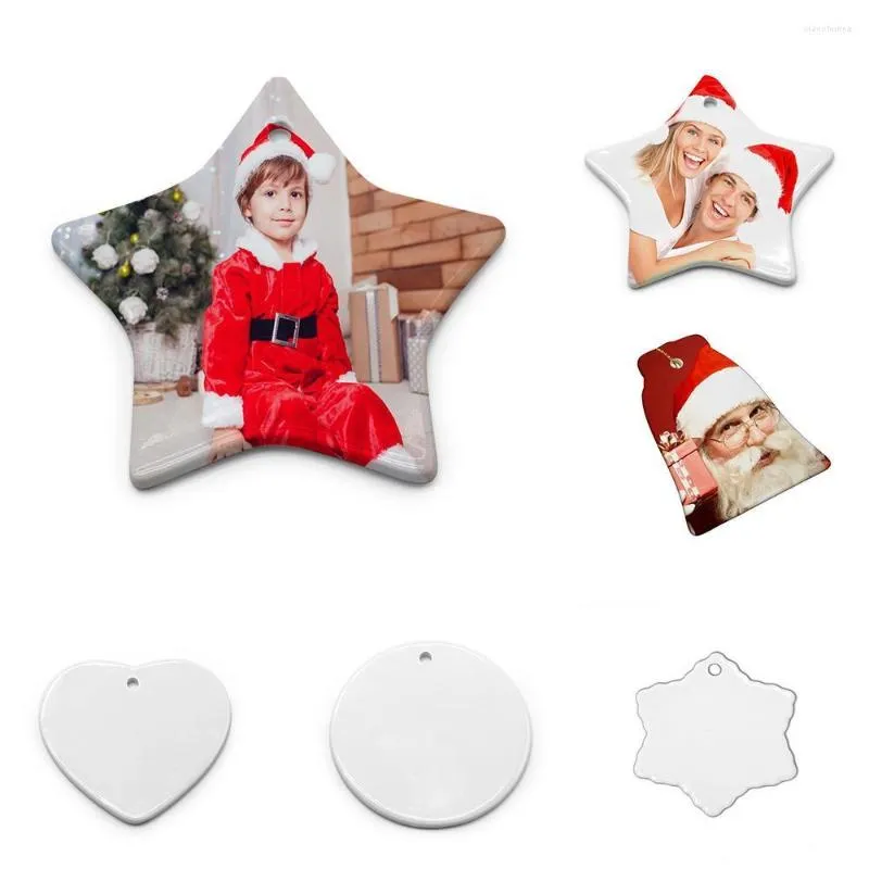 Kerstdecoraties Groothandel Sublimatie Blanco keramische hanger creatieve ornamenten warmteoverdracht afdrukken DIY -ornament