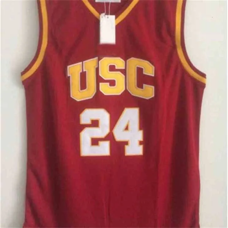 Gla C202 Brian Scalabrine # 24 USC Trojans University of Southern California College Maglie da basket Double Stitched Nome e numero Spedizione veloce