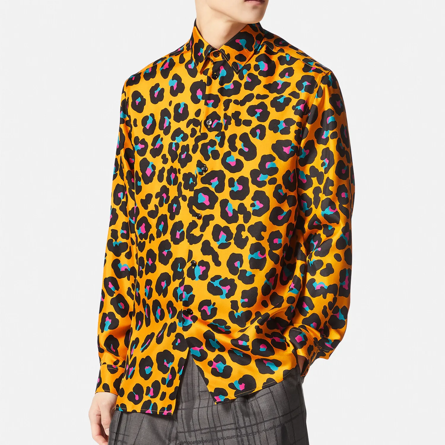 Camisa de leopardo da margarida camisa masculina camisetas de marca roupas homens de manga longa camisa de vestido de hip hop de qualidade de algodão 104009268v