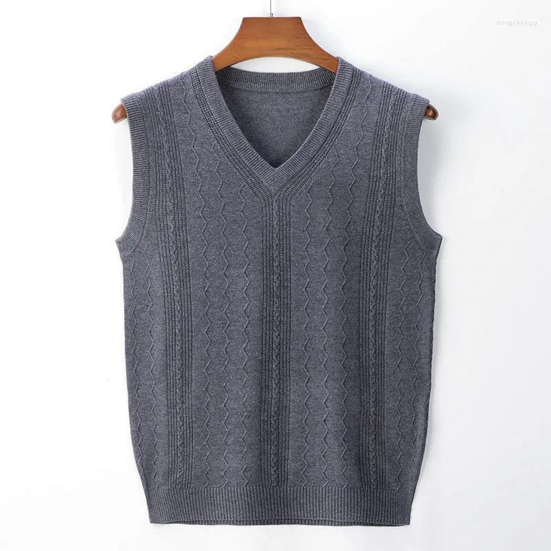 Mäns västar Autumn Sweater Vest Dark Men's Middle -Aged för män Mens