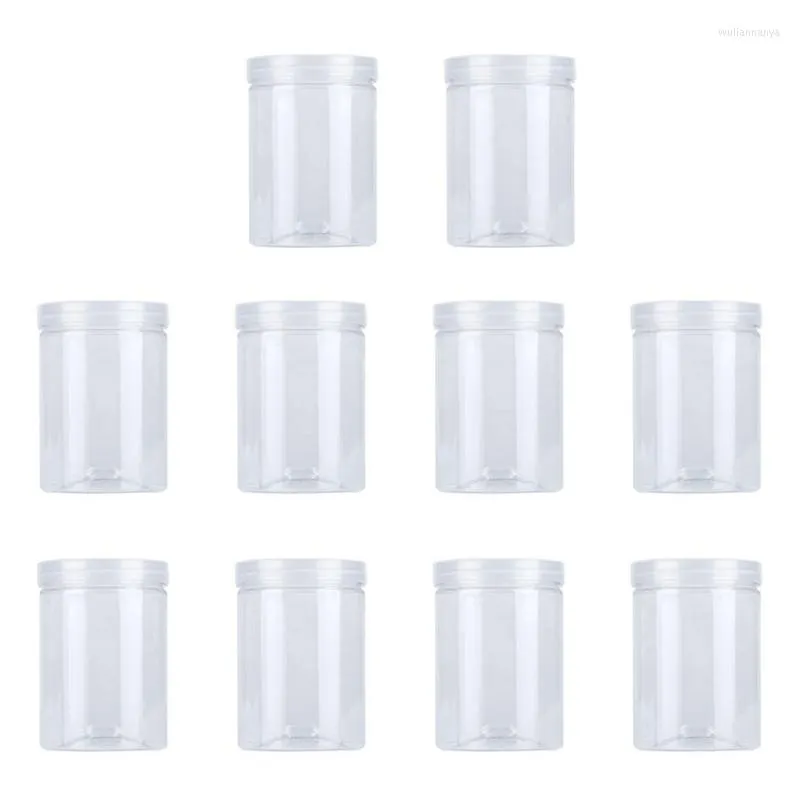 Storage Bottles 10 Pcs 500Ml Food Jar Sealed Transparent Plastic Kitchen Can Containers With Lid For Candy Cookies Scented Tea