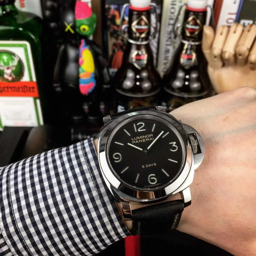 Designeruhren Uhr für Herren, mechanische Armbanduhr, Automatikwerk, Saphirspiegel, 44 mm Rindslederarmband