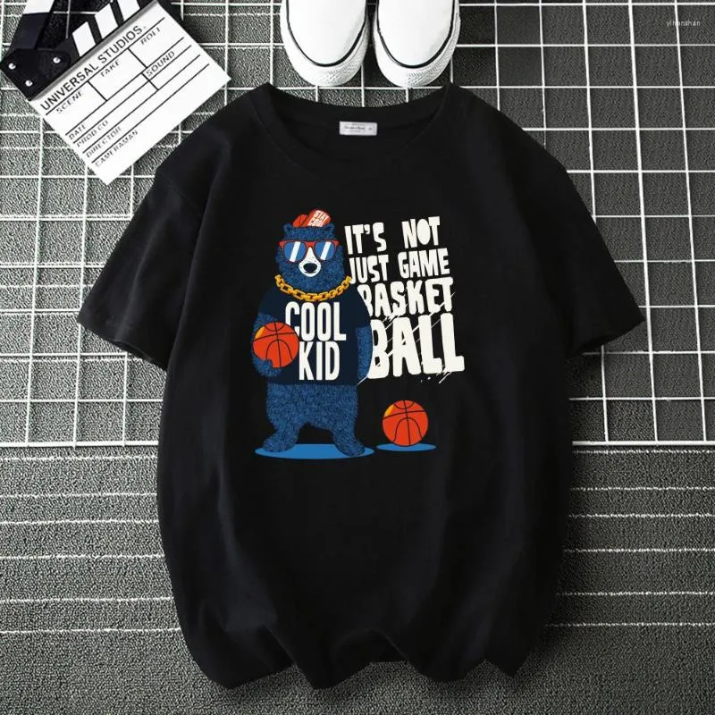 T-shirts pour hommes dessin animé ours basket-ball t-shirt pour hommes femme marque de mode décontracté hauts amples mâle Hip Hop Harajuku T-Shirts