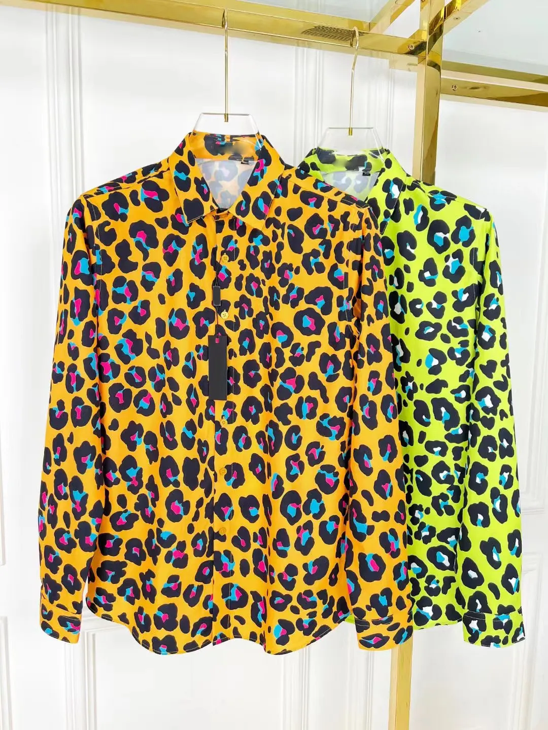 Camicia Uomo Maniche Corte Con Stampa Leopardata Tropicale - Casual, Leggera, Colore Giallo - Taglia M