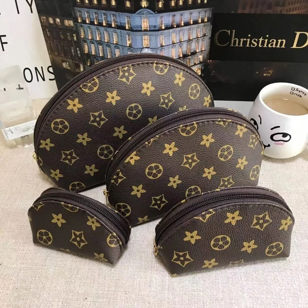 4 pezzi set designer Borse cosmetiche da donna famosa borsa da trucco borsa da viaggio firmata borsa da trucco borsa da donna cluch borse organizador borsa da toilette marrone