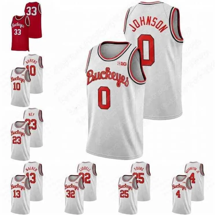 Gla 33 Keita Bates Diop Ohio State Buckeyes Basketballtrikot 2021-1980 Home White Zed Key Seth Towns 0 Meechie Johnson Kyle Young Justin Ahrens