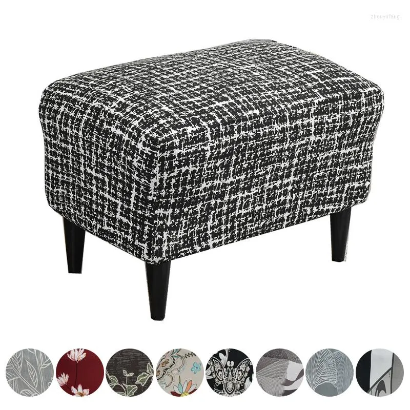 Housses de chaise Géométrie Housse de pouf Tout compris Repose-pieds Rectangle Repose-pieds Lavable Amovible Canapé Protecteur