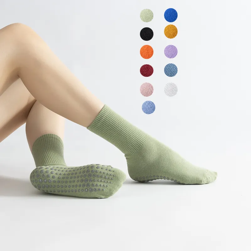 Schnell trocken atmungsaktive Strick -Sportsocken Knöchel Fußwärmer mit PVC Grip Anti Slip für Frauen Fitness Yoga