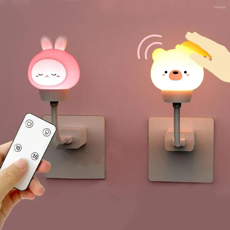 Veilleuses USB lumière LED enfants mignon dessin animé lampe ours télécommande pour bébé enfant chambre décor chevet cadeau de noël