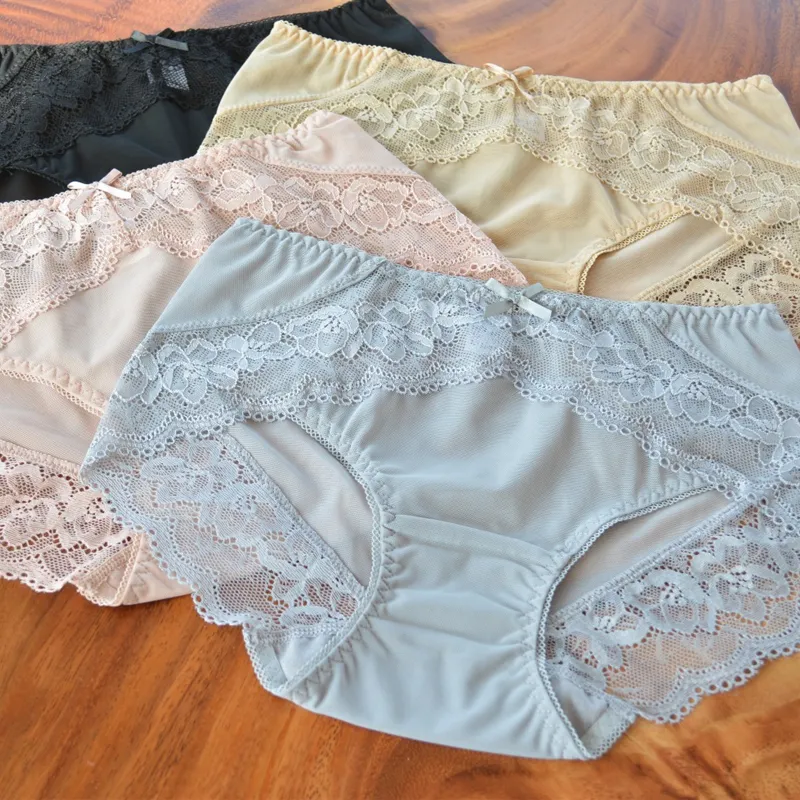 Women Panties Sexy Lace Underwear Ladies Girl's Briefs Femal Lingeries Large Size Brief 5pcs/Pack Accept Mix Color