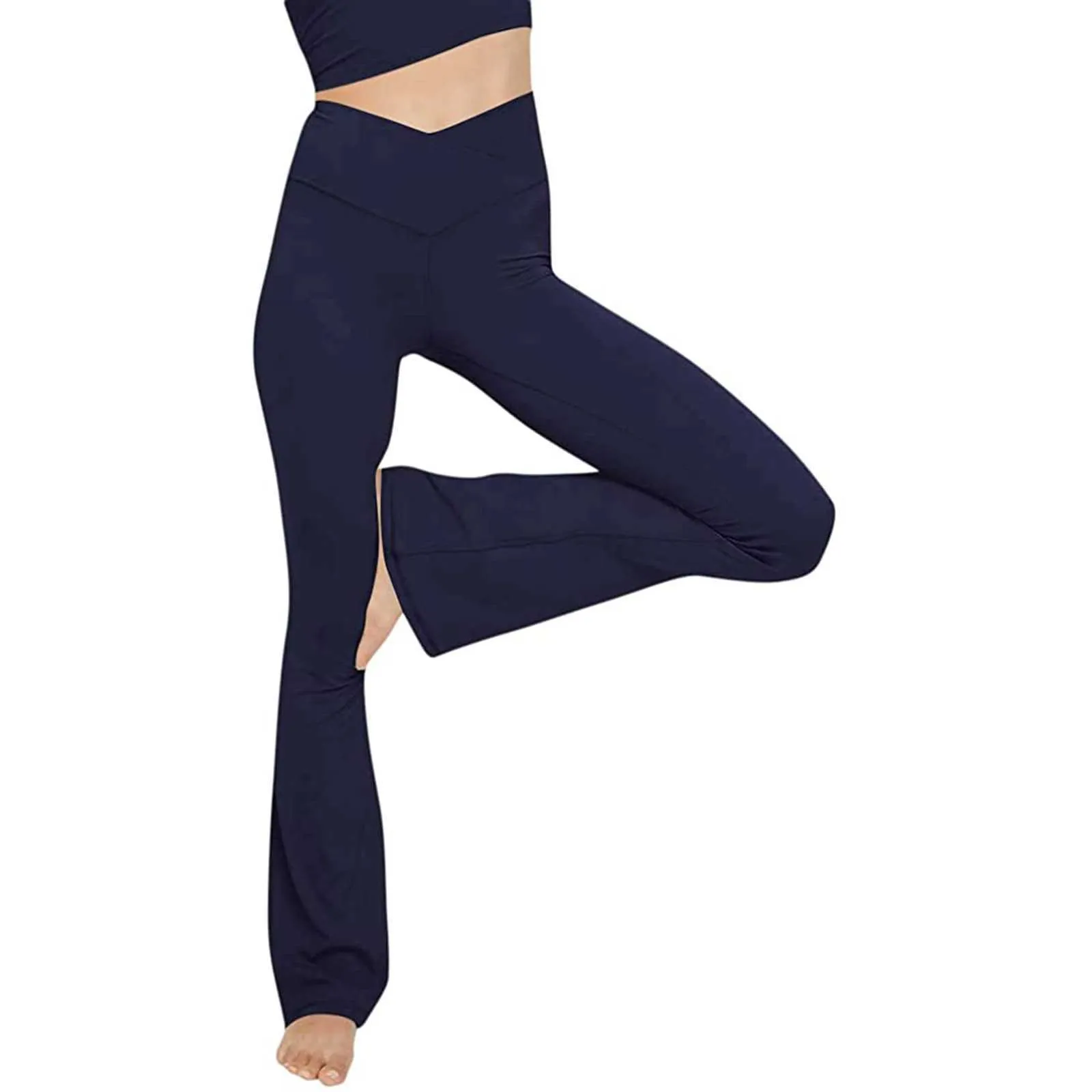 Womens Fleece Lined Cropped Flare Yoga Pants With Pockets Winter