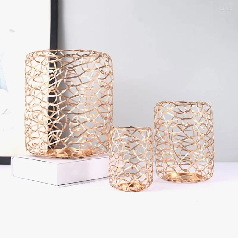 Candle Holders Creative Cylinder Gold Lantern Holder Candlestick For Home Decoration Party El Stand Decorative