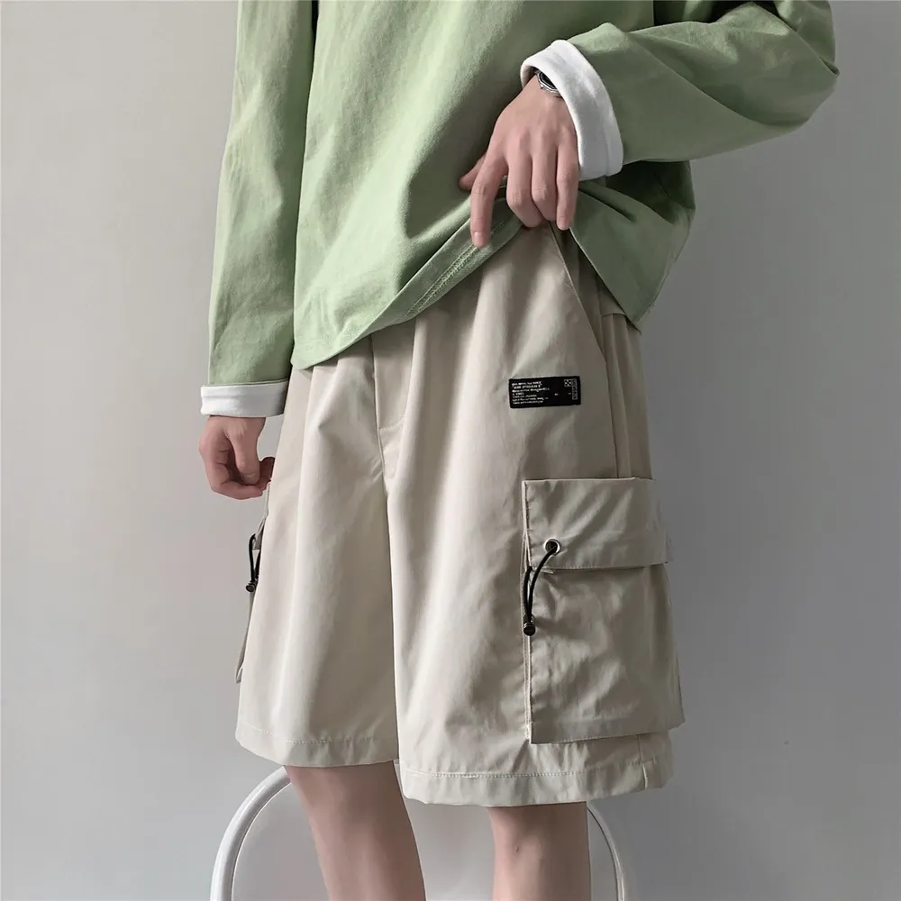 L￶sa shorts m￤n sommar japsn stil bred manschett shorts borad jogger streetwear med stora fickor arbetsbyxor