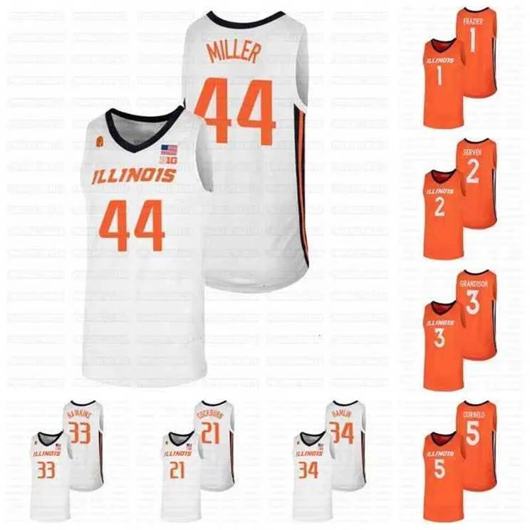 GLA C202 Illinois Fighting Illini NCAA College Basketball Jersey 1 Trent Frazier 2 Connor Serven Grandison Curbelo Dosunmu Bezhanishvili Williams