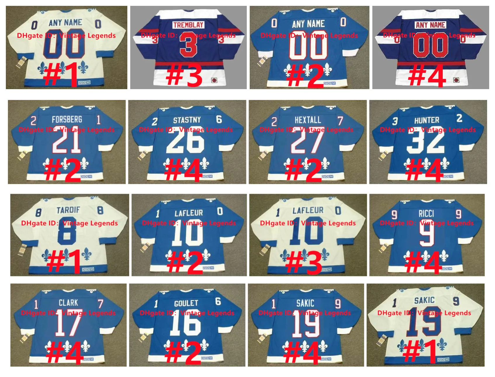 Vintage CCM Quebec Nordiques Hockey Jersey JOE SAKIC GUY LAFLEUR