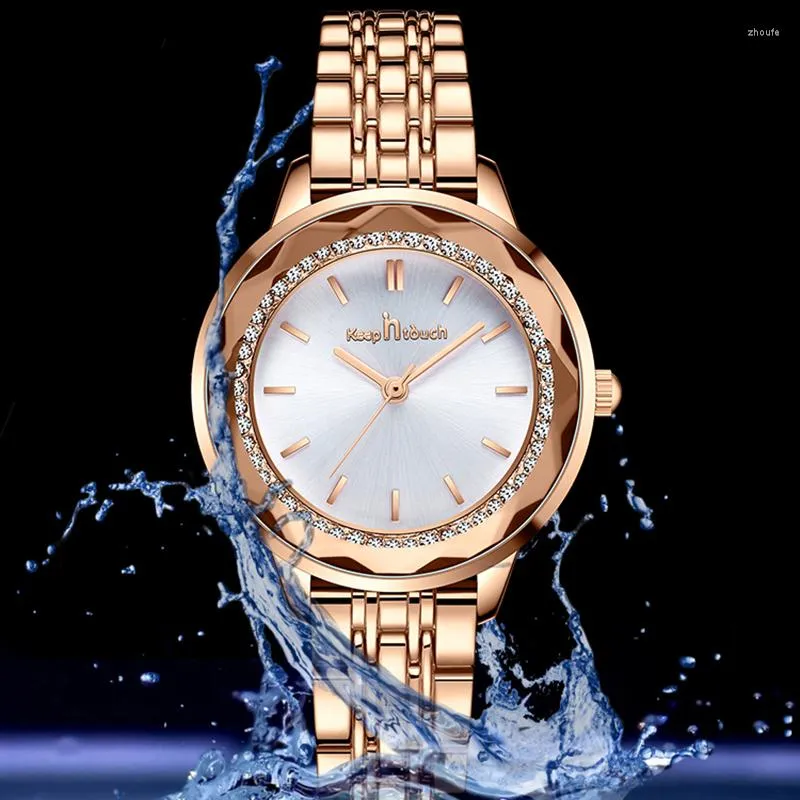 Polshorloges houden in contact merk 2022 Waterdichte dameskwarts mode diamant horloges dames armbandcadeau voor grils