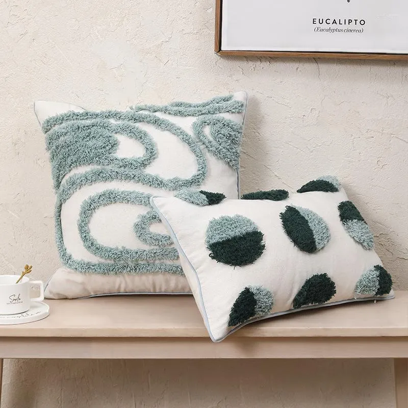 Pillow Nordic Tufted Cover Cotton Canvas Green Case Sofa Decorative Softness Fall Decorations Throw Pillows 30x50/45x45