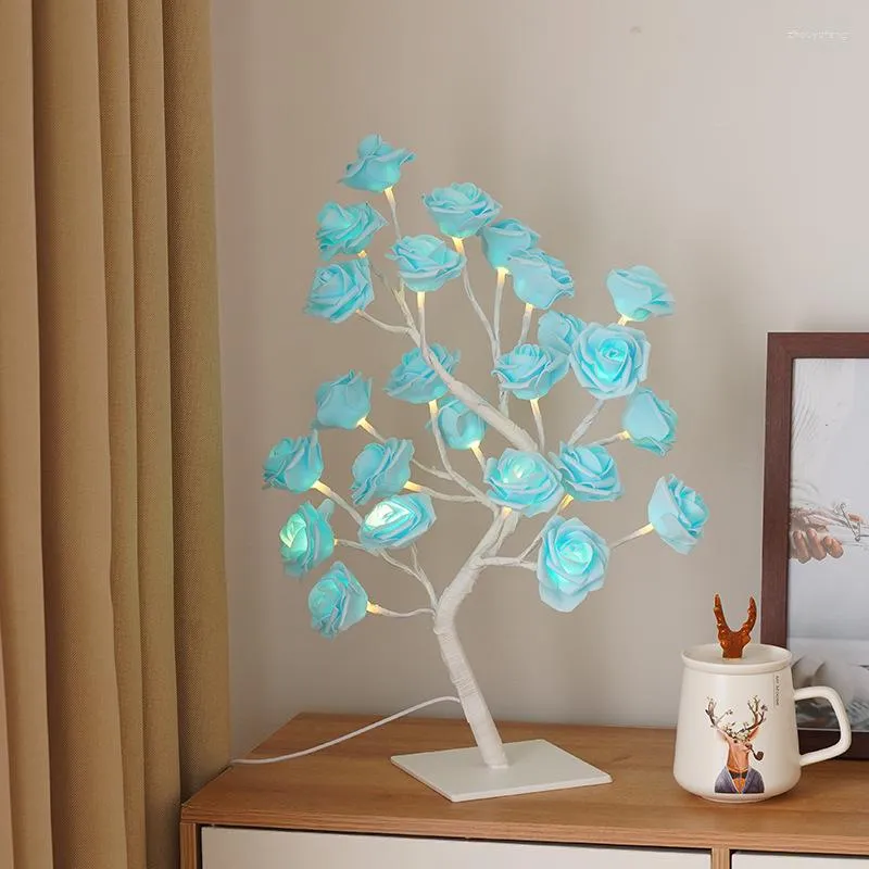 Decoratieve bloemen LED ROSE BLOEM TABEL LAMP USB Kerst Tree Fairy Lights Night Wedding Party Decoratie Moederdaggeschenken