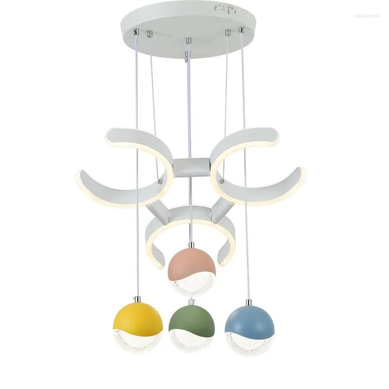 Hanglampen moderne eenvoudige aluminium led acryl lichten kristallen bol macaron foyer restaurant kinderkamer kleurrijke mooie droplight